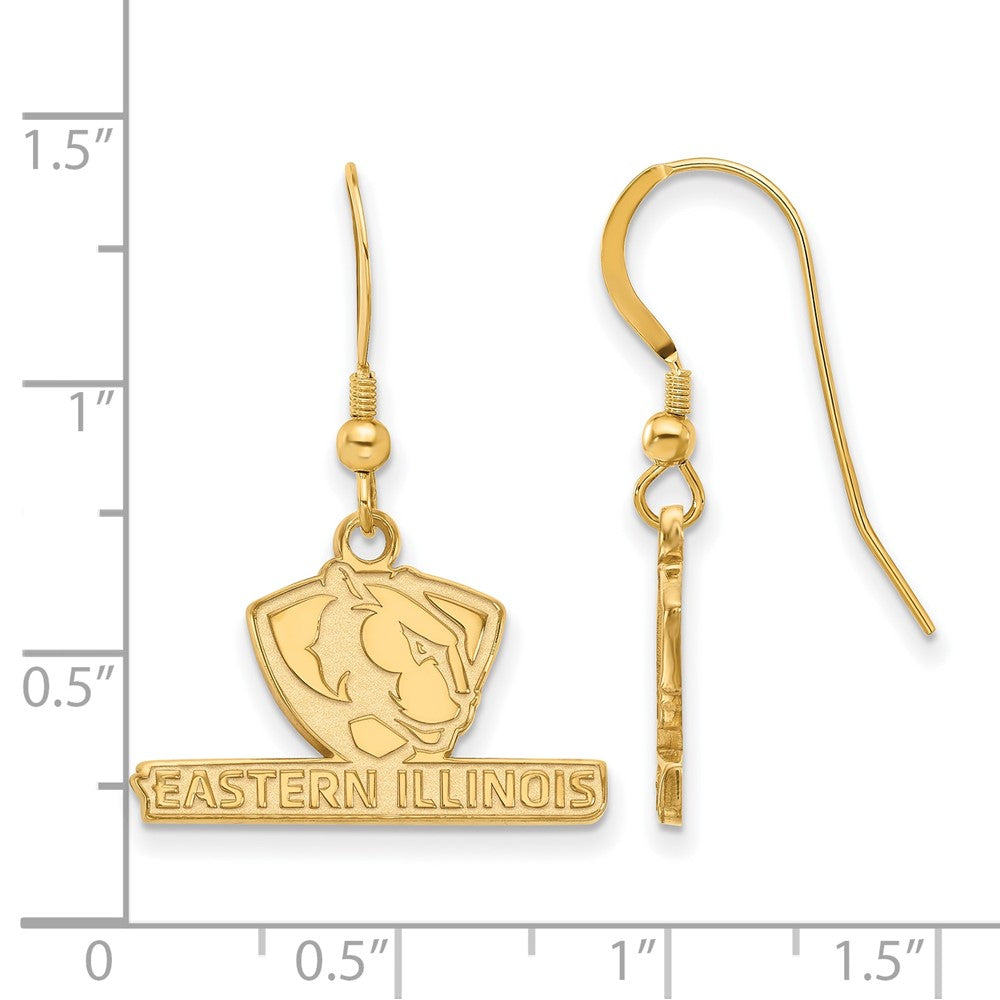 Gold Plated Sterling Silver Logoart Eastern Illinois University Small Dangle Wire Earrings