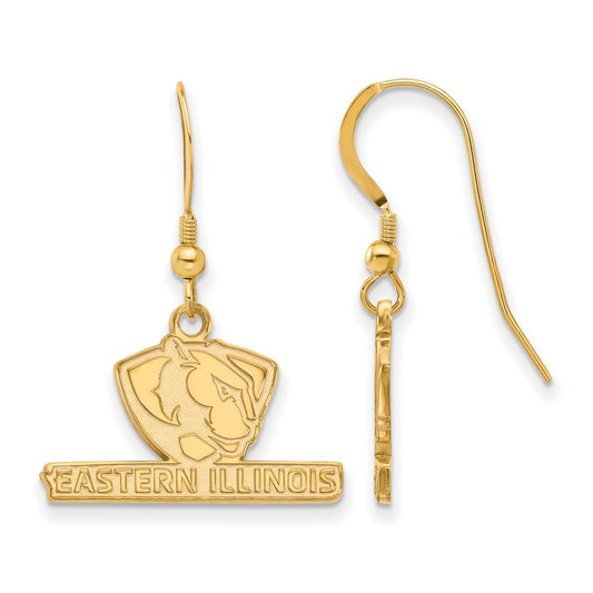 Gold Plated Sterling Silver Logoart Eastern Illinois University Small Dangle Wire Earrings