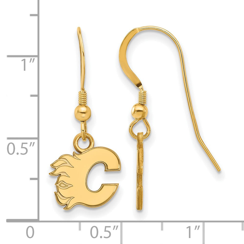 Gold Plated Sterling Silver Nhl Logoart Calgary Flames Letter C Extra Small Dangle Earrings