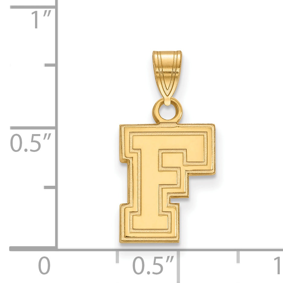 Gold Plated Sterling Silver Logoart Fordham University Letter F Small Pendant