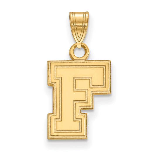 Gold Plated Sterling Silver Logoart Fordham University Letter F Small Pendant