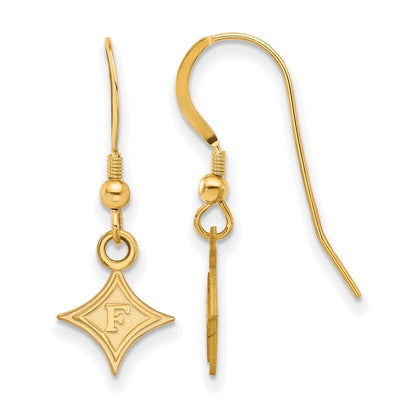 Gold Plated Sterling Silver Logoart Furman University Extra Small Dangle Wire Earrings