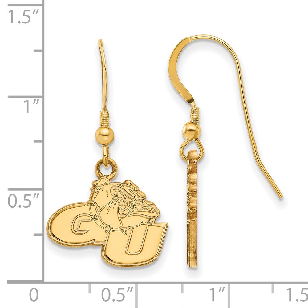 Gold Plated Sterling Silver Logoart Gonzaga University G U Bulldog Small Dangle Wire Earrings
