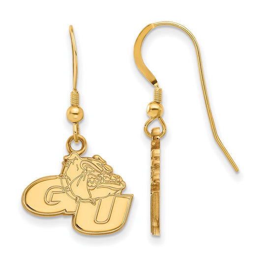 Gold Plated Sterling Silver Logoart Gonzaga University G U Bulldog Small Dangle Wire Earrings