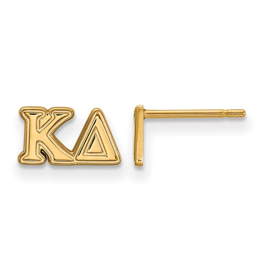 Gold Plated Sterling Silver Logoart Kappa Delta Sorority Greek Letters Extra Small Post Earrings