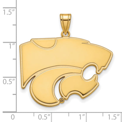 14K Yellow Gold Logoart Kansas State University Wildcat Extra Large Pendant