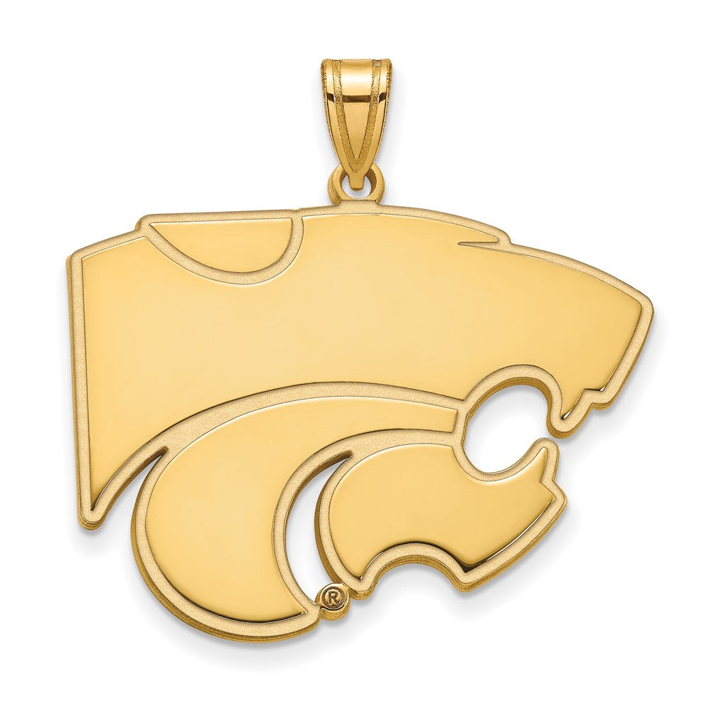 Gold Plated Sterling Silver Logoart Kansas State University Wildcat Extra Large Pendant