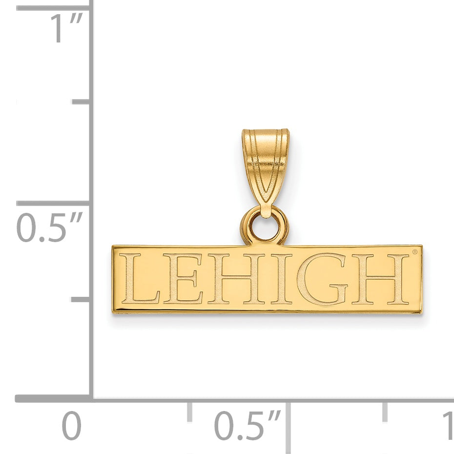 Gold Plated Sterling Silver Logoart Lehigh University Small Bar Pendant