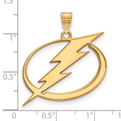 Gold Plated Sterling Silver Nhl Logoart Tampa Bay Lightning Extra Large Pendant