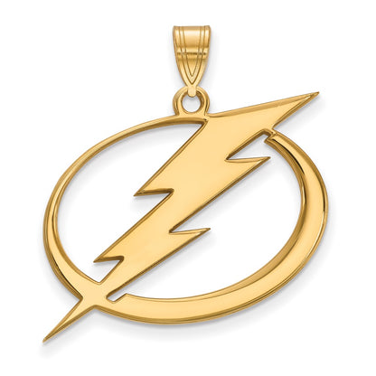 Gold Plated Sterling Silver Nhl Logoart Tampa Bay Lightning Extra Large Pendant