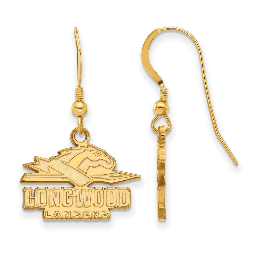 Gold Plated Sterling Silver Logoart Longwood University Lancers Small Dangle Wire Earrings