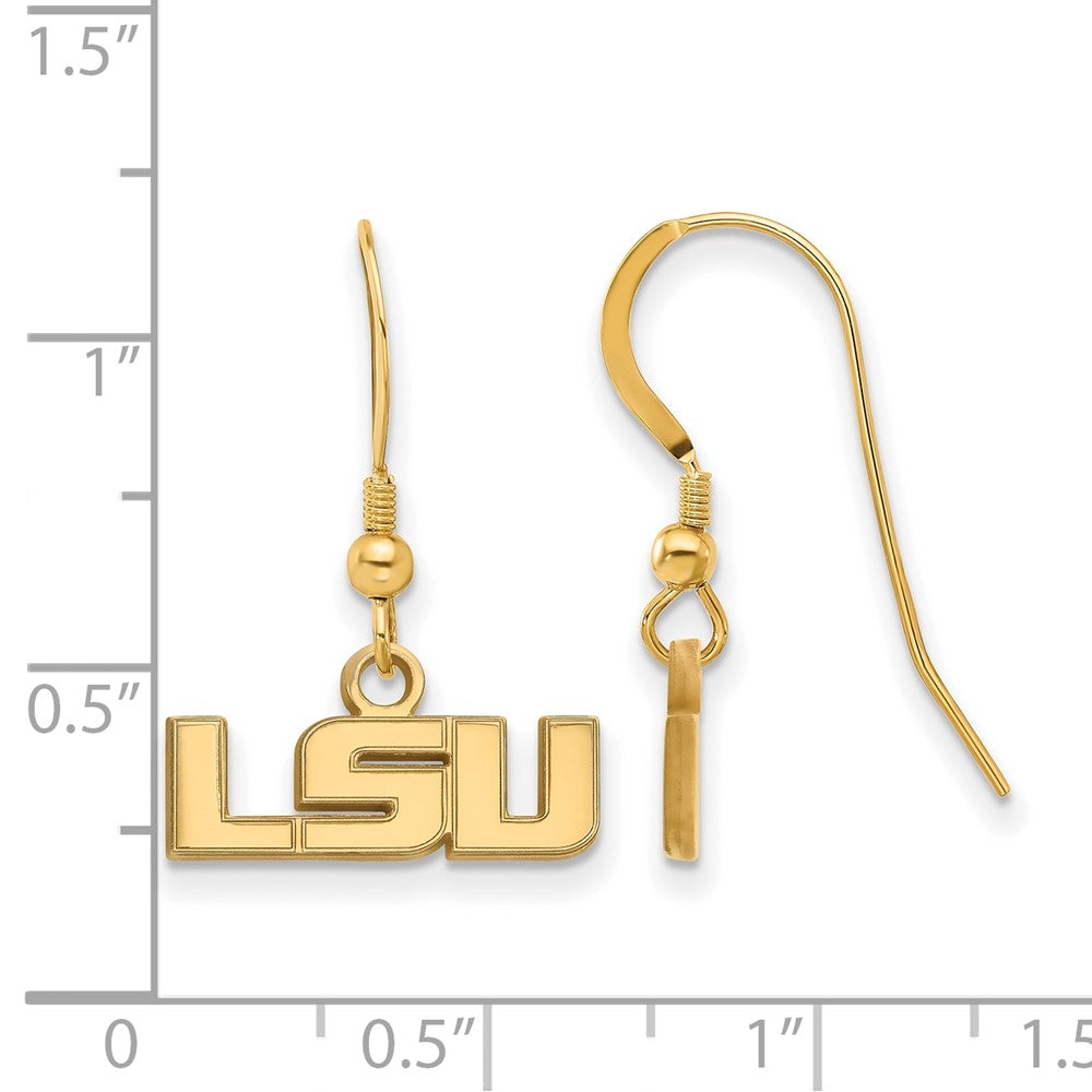 Gold Plated Sterling Silver Logoart Louisiana State University L S U Extra Small Dangle Wire Earrings