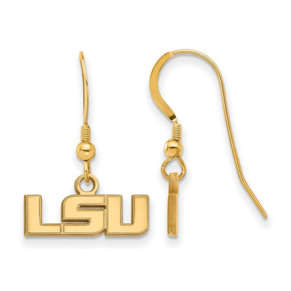 Gold Plated Sterling Silver Logoart Louisiana State University L S U Extra Small Dangle Wire Earrings