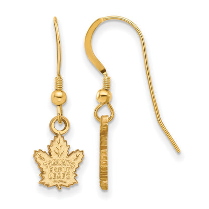 Gold Plated Sterling Silver Nhl Logoart Toronto Maple Leafs Extra Small Dangle Earrings