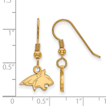 Gold Plated Sterling Silver Logoart Montana State University Bobcat Extra Small Dangle Wire Earrings