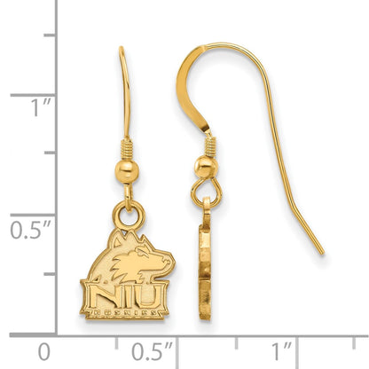 Gold Plated Sterling Silver Logoart Northern Illinois University N I U Huskies Extra Small Dangle Wire Earrings