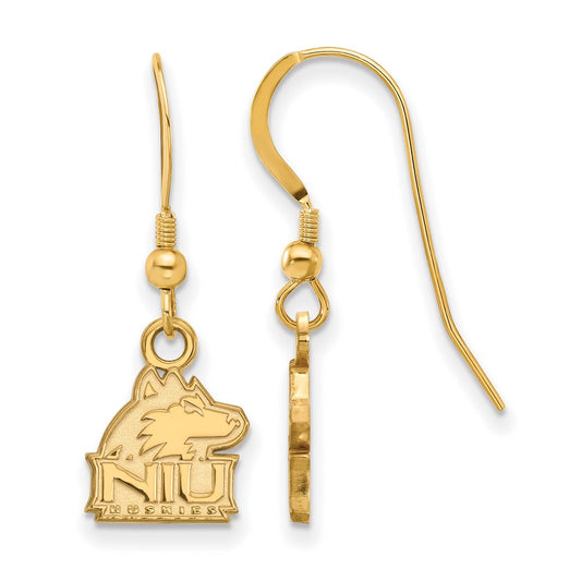 Gold Plated Sterling Silver Logoart Northern Illinois University N I U Huskies Extra Small Dangle Wire Earrings