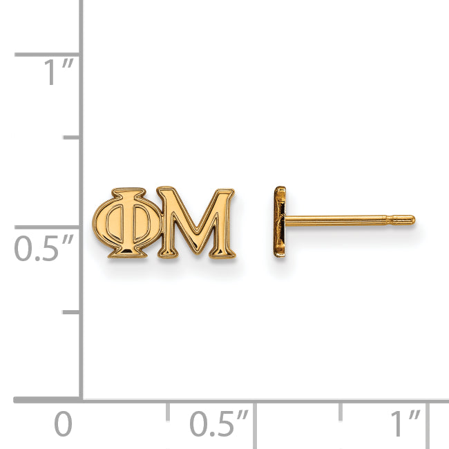 Gold Plated Sterling Silver Logoart Phi Mu Sorority Greek Letters Extra Small Post Earrings