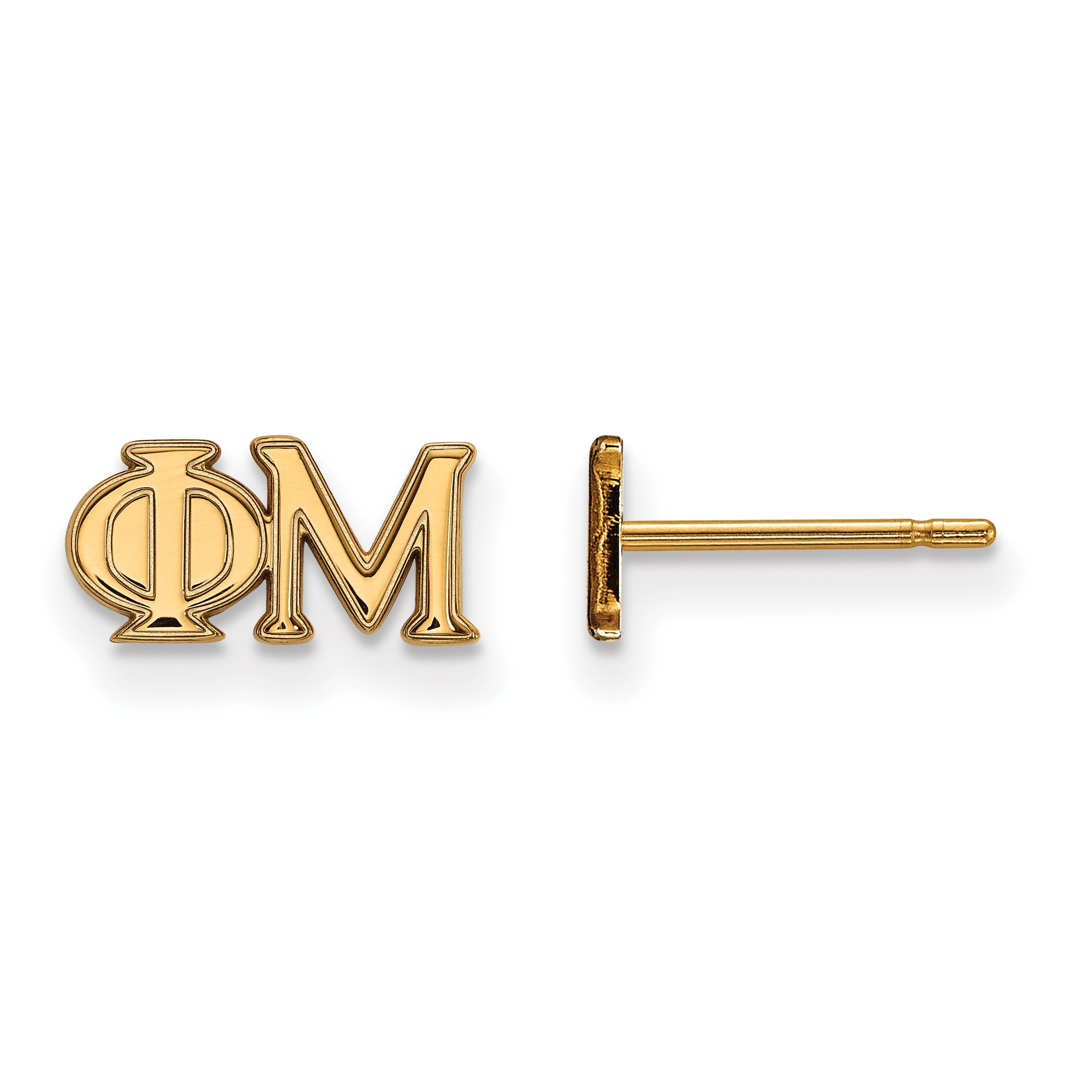 Gold Plated Sterling Silver Logoart Phi Mu Sorority Greek Letters Extra Small Post Earrings