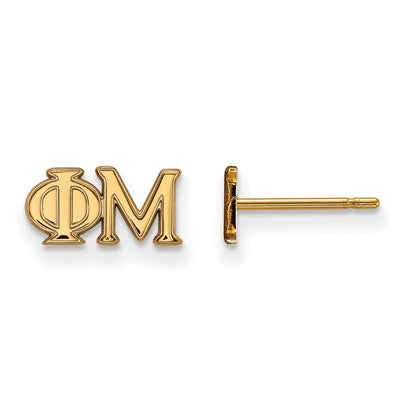Gold Plated Sterling Silver Logoart Phi Mu Sorority Greek Letters Extra Small Post Earrings