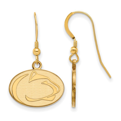 Gold Plated Sterling Silver Logoart Penn State University Lion Small Dangle Wire Earrings