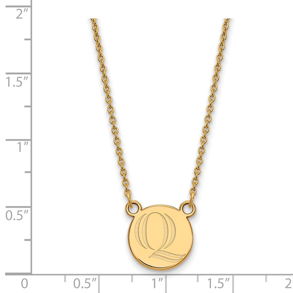 Gold Plated Sterling Silver Logoart Quinnipiac University Letter Q Small Pendant 18 Inch Necklace