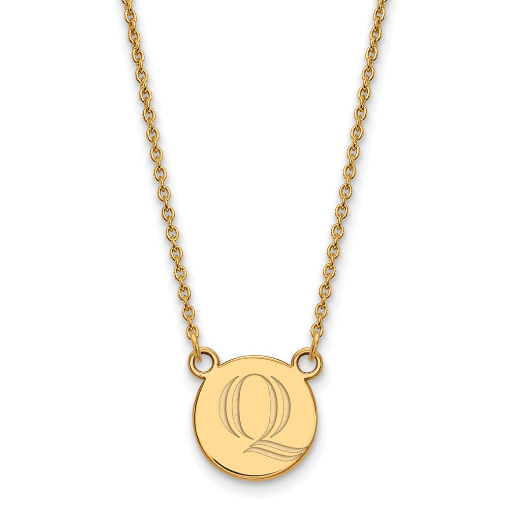 Gold Plated Sterling Silver Logoart Quinnipiac University Letter Q Small Pendant 18 Inch Necklace