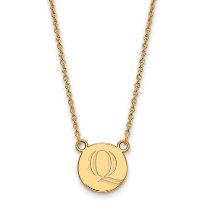 Gold Plated Sterling Silver Logoart Quinnipiac University Letter Q Small Pendant 18 Inch Necklace