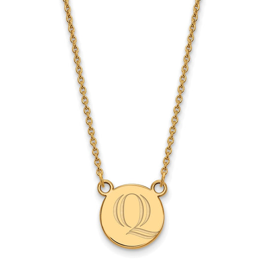 Gold Plated Sterling Silver Logoart Quinnipiac University Letter Q Small Pendant 18 Inch Necklace