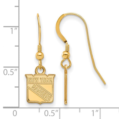 Gold Plated Sterling Silver Nhl Logoart New York Rangers Extra Small Dangle Wire Earrings