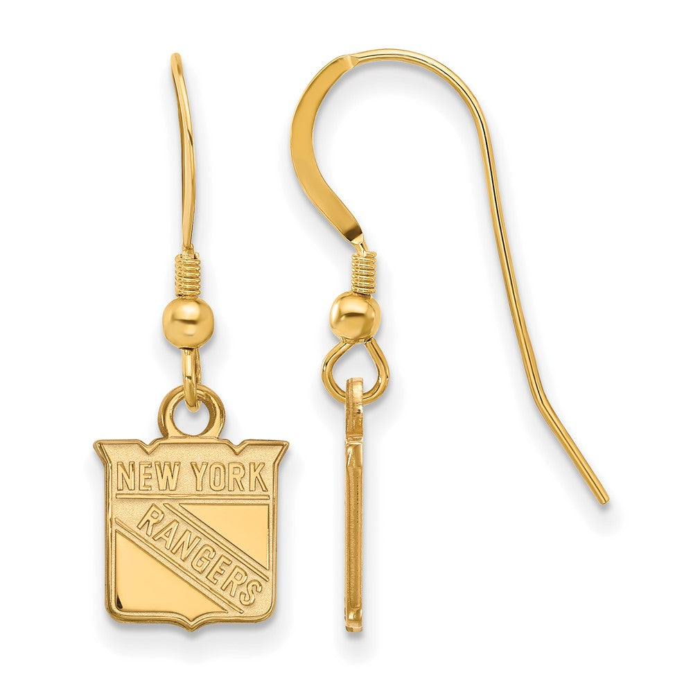 Gold Plated Sterling Silver Nhl Logoart New York Rangers Extra Small Dangle Wire Earrings