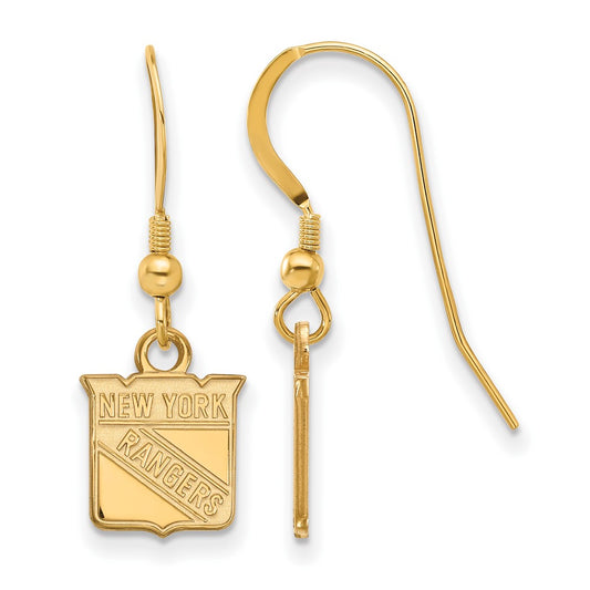 Gold Plated Sterling Silver Nhl Logoart New York Rangers Extra Small Dangle Wire Earrings