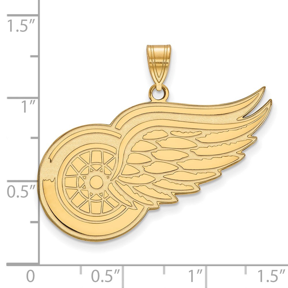 10K Yellow Gold Nhl Logoart Detroit Red Wings Extra Large Pendant