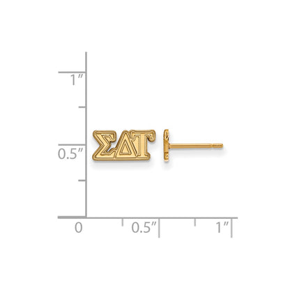 Gold Plated Sterling Silver Logoart Sigma Delta Tau Sorority Greek Letters Extra Small Post Earrings