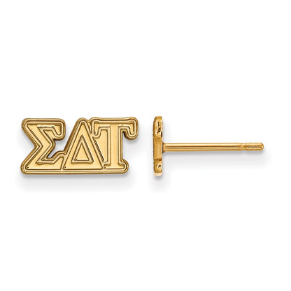 Gold Plated Sterling Silver Logoart Sigma Delta Tau Sorority Greek Letters Extra Small Post Earrings