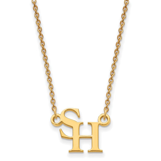 Gold Plated Sterling Silver Logoart Sam Houston State University Small Pendant 18 Inch Necklace