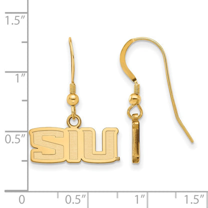 Gold Plated Sterling Silver Logoart Southern Illinois University S I U Extra Small Dangle Wire Earrings