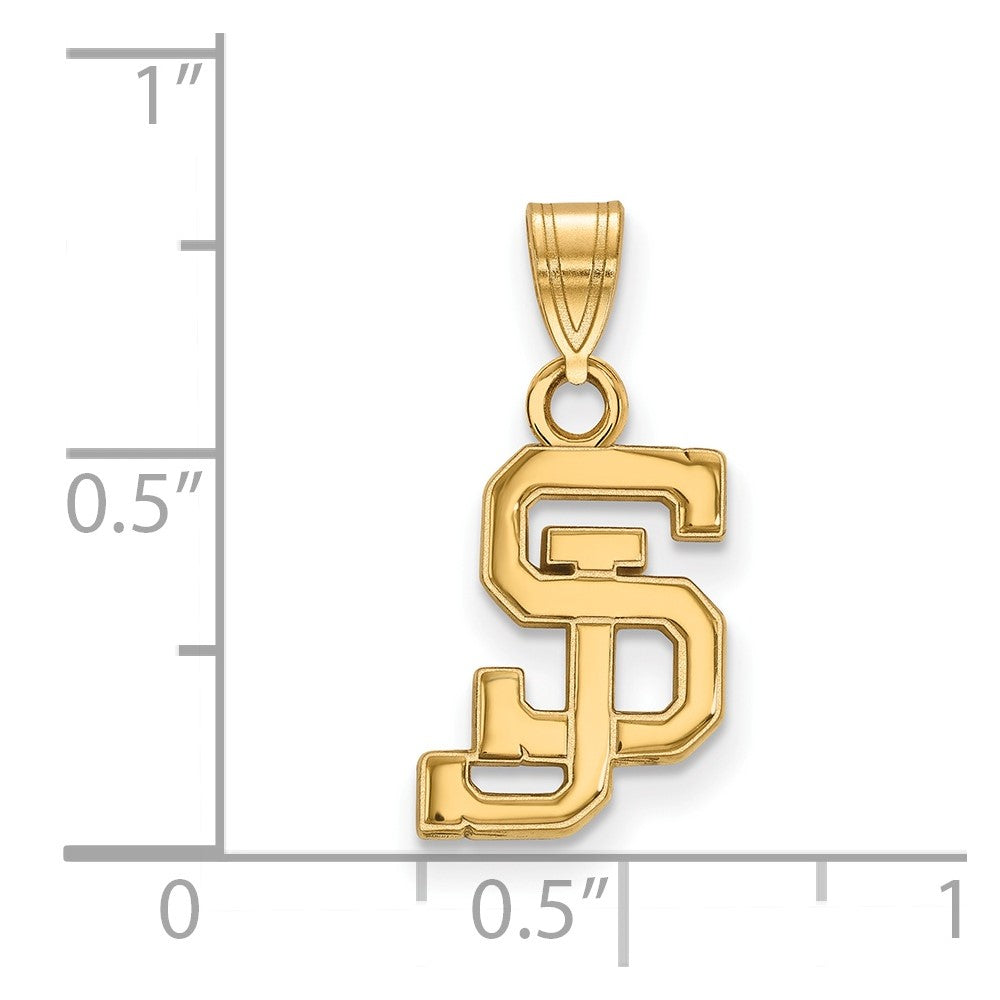 10K Yellow Gold Logoart San Jose State University S J Small Pendant
