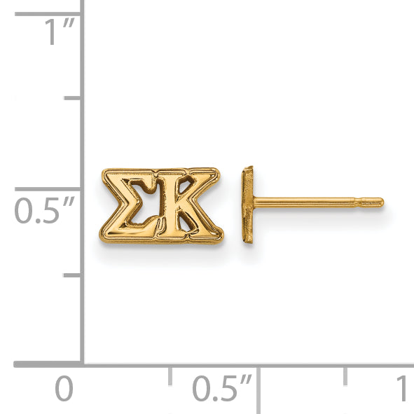 Gold Plated Sterling Silver Logoart Sigma Kappa Sorority Greek Letters Extra Small Post Earrings