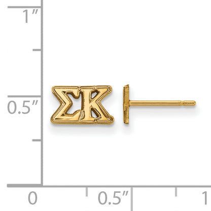 Gold Plated Sterling Silver Logoart Sigma Kappa Sorority Greek Letters Extra Small Post Earrings