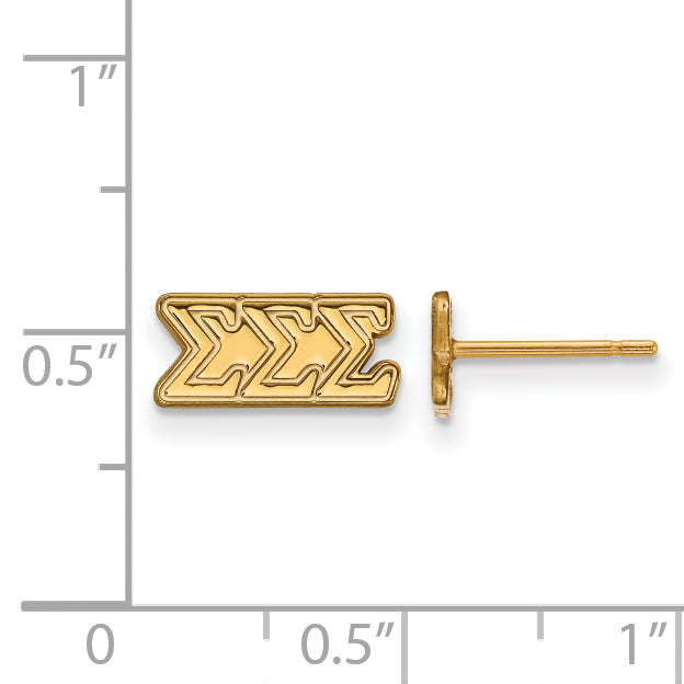 Gold Plated Sterling Silver Logoart Sigma Sorority Greek Letters Extra Small Post Earrings