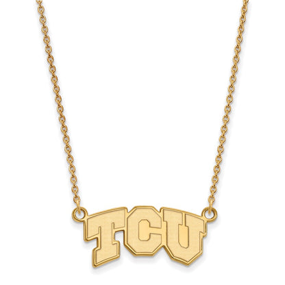 10K Yellow Gold Logoart Texas Christian University T C U Small Pendant 18 Inch Necklace