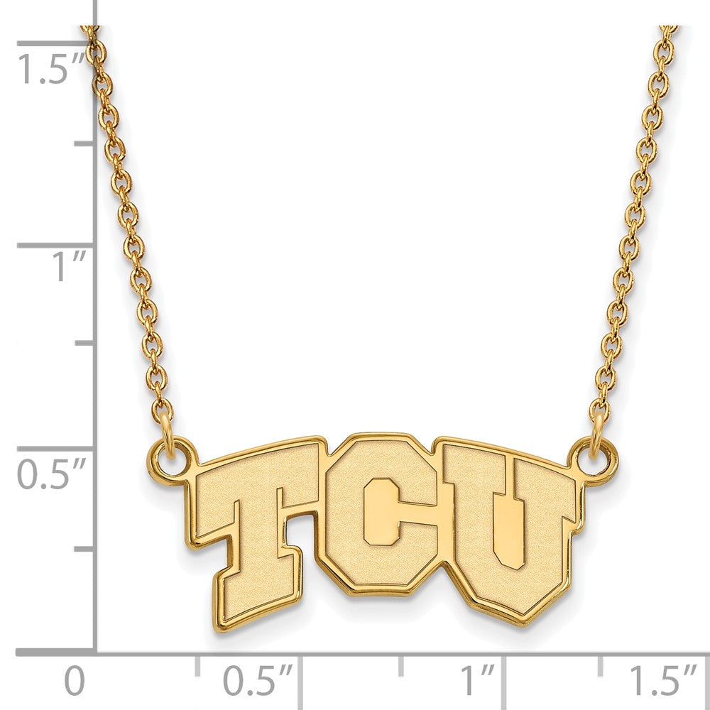 14K Yellow Gold Logoart Texas Christian University T C U Small Pendant 18 Inch Necklace