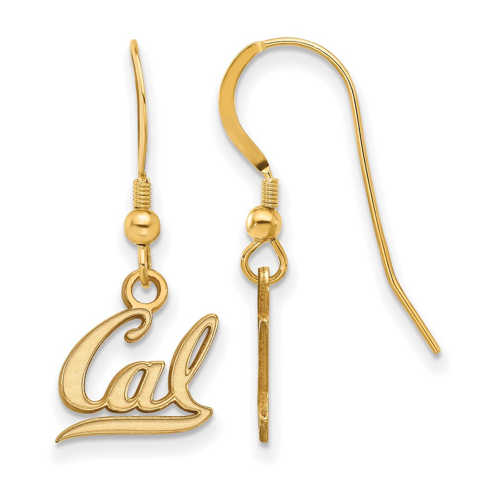 Gold Plated Sterling Silver Logoart University Of California Berkeley Extra Small Dangle Wire Earrings