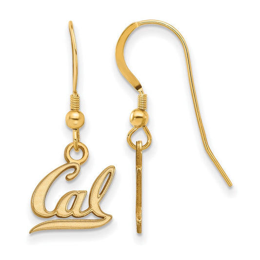 Gold Plated Sterling Silver Logoart University Of California Berkeley Extra Small Dangle Wire Earrings