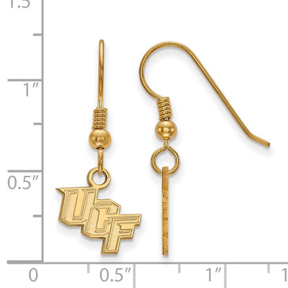 Gold Plated Sterling Silver Logoart University Of Central Florida U C F Extra Small Dangle Wire Earrings