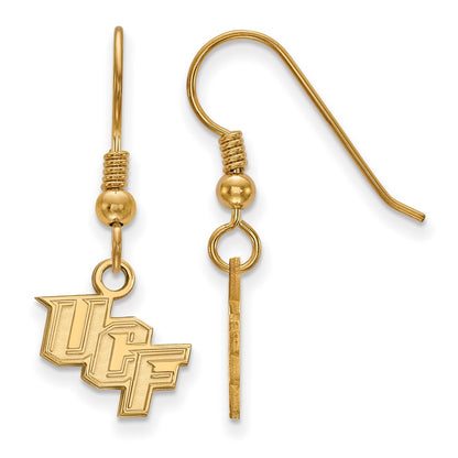 Gold Plated Sterling Silver Logoart University Of Central Florida U C F Extra Small Dangle Wire Earrings