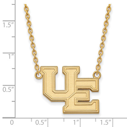 14K Yellow Gold Logoart University Of Evansville Purple Aces Large Pendant 18 Inch Necklace