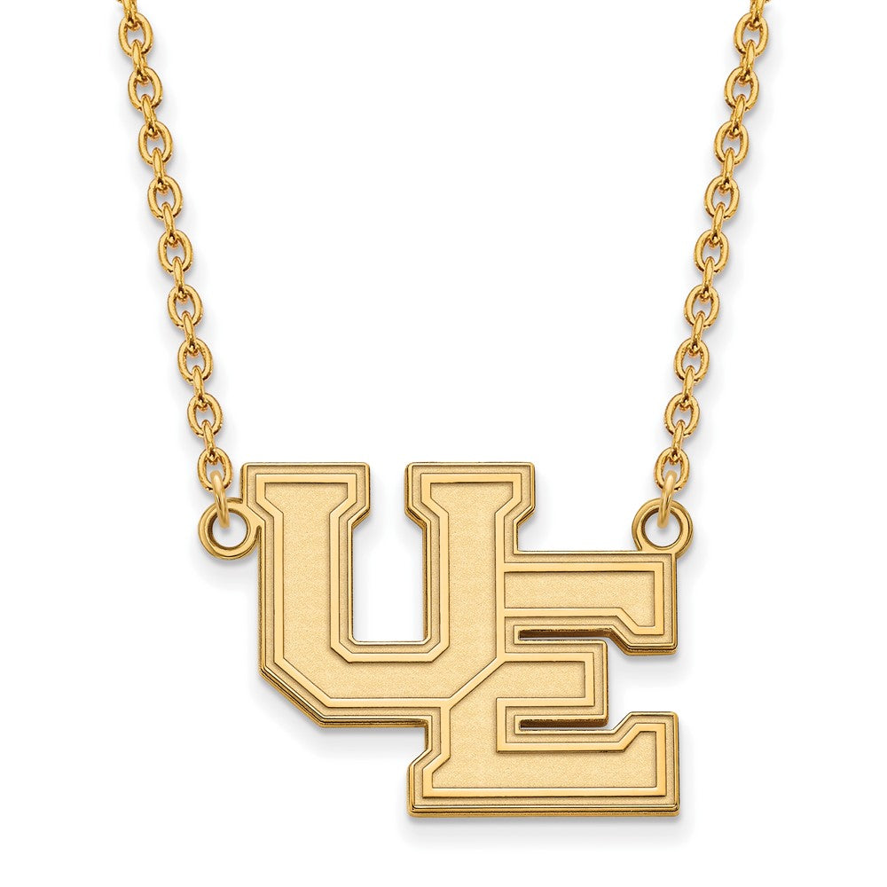 14K Yellow Gold Logoart University Of Evansville Purple Aces Large Pendant 18 Inch Necklace