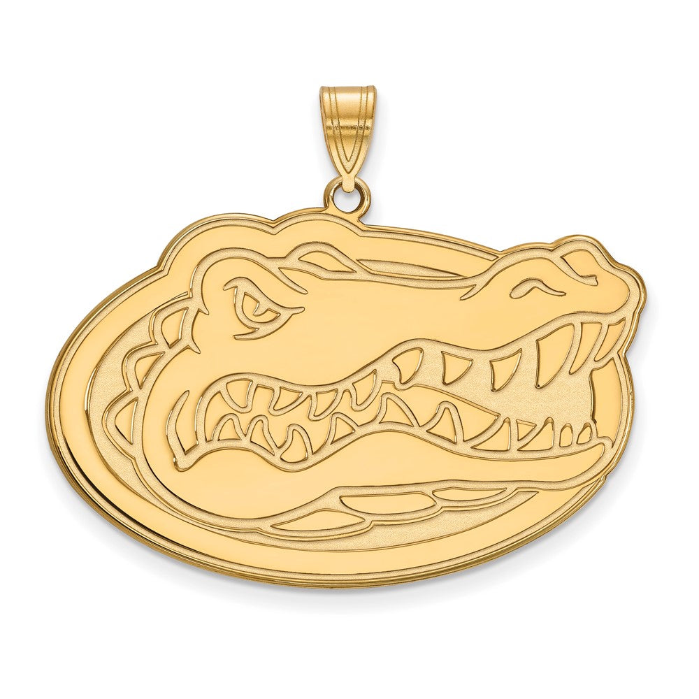 Gold Plated Sterling Silver Logoart University Of Florida Gator Extra Large Pendant